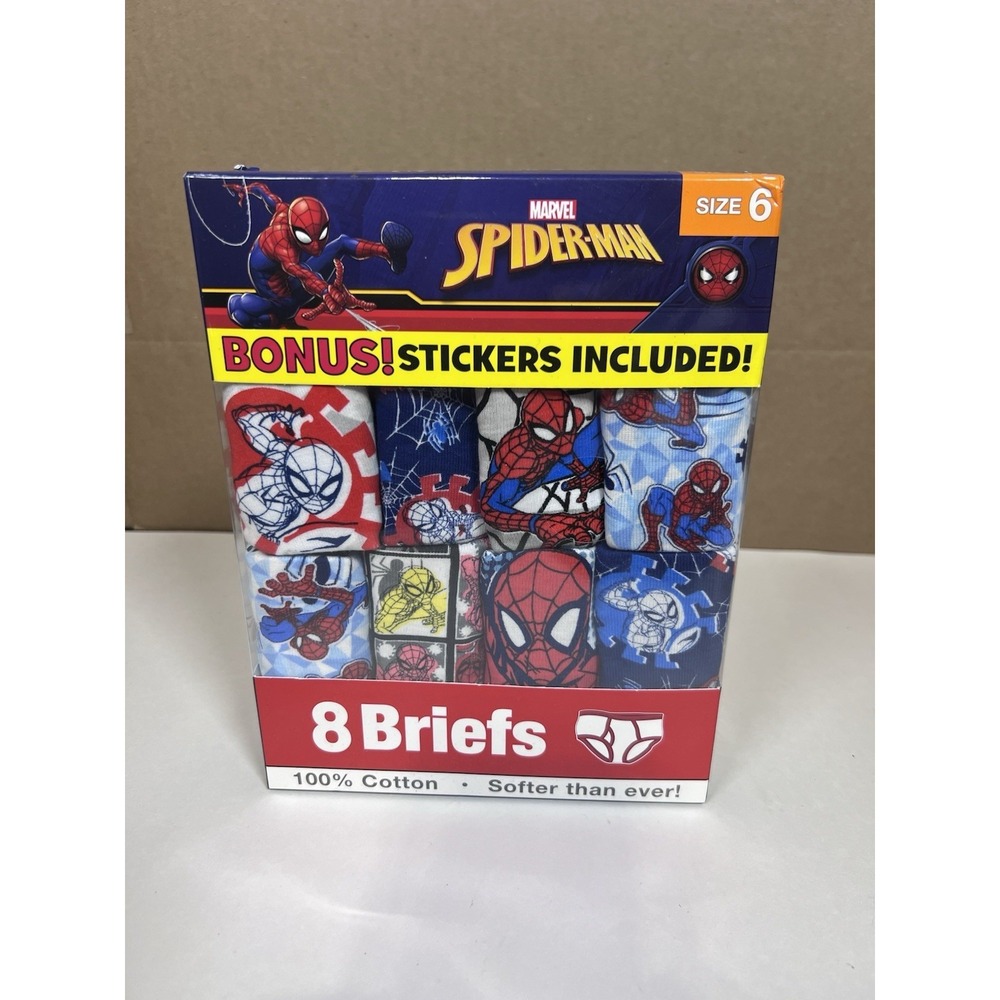 NEW! Marvel Spider-Man Boys Briefs Size 6-8pk!